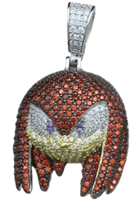 925 STERLING SILVER ICY BLING CZ HIPHOP MOVIE 3D SONIC KNUCKLES CARTOON PENDANT