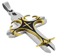 Mens Stainless Steel Sharp Cross Pendant