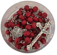 Jerusalem Rose Scented Catholic Rosary Necklace in Gift Bo   xSilver Plated Catholic Cross and Crusaders Cross Centerpiece Rose Scented and kept in Acrylic Gift Box Rosary Necklace 22" long Makes a great gift for friends and family on all your occasions